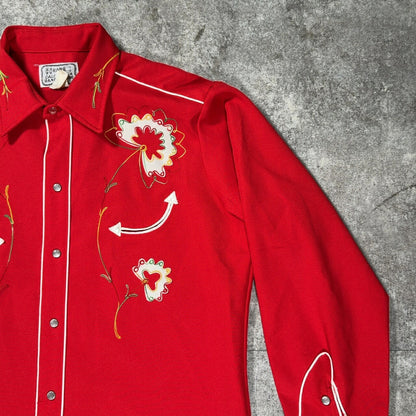 h bar c 70s Embroidered Western Shirt Red