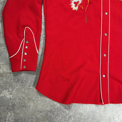 h bar c 70s Embroidered Western Shirt Red