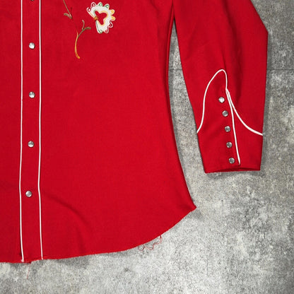 h bar c 70s Embroidered Western Shirt Red