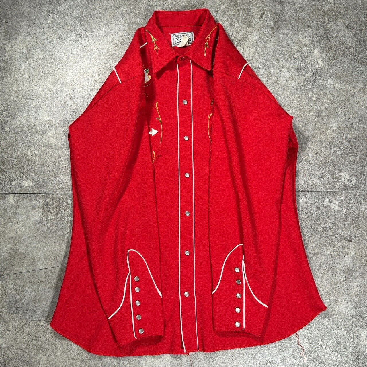 h bar c 70s Embroidered Western Shirt Red