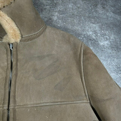 WOOLRICH 70s Beige Shearling B-3 Flight Jacket Size 40
