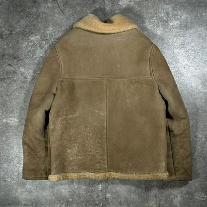 WOOLRICH 70s Beige Shearling B-3 Flight Jacket Size 40