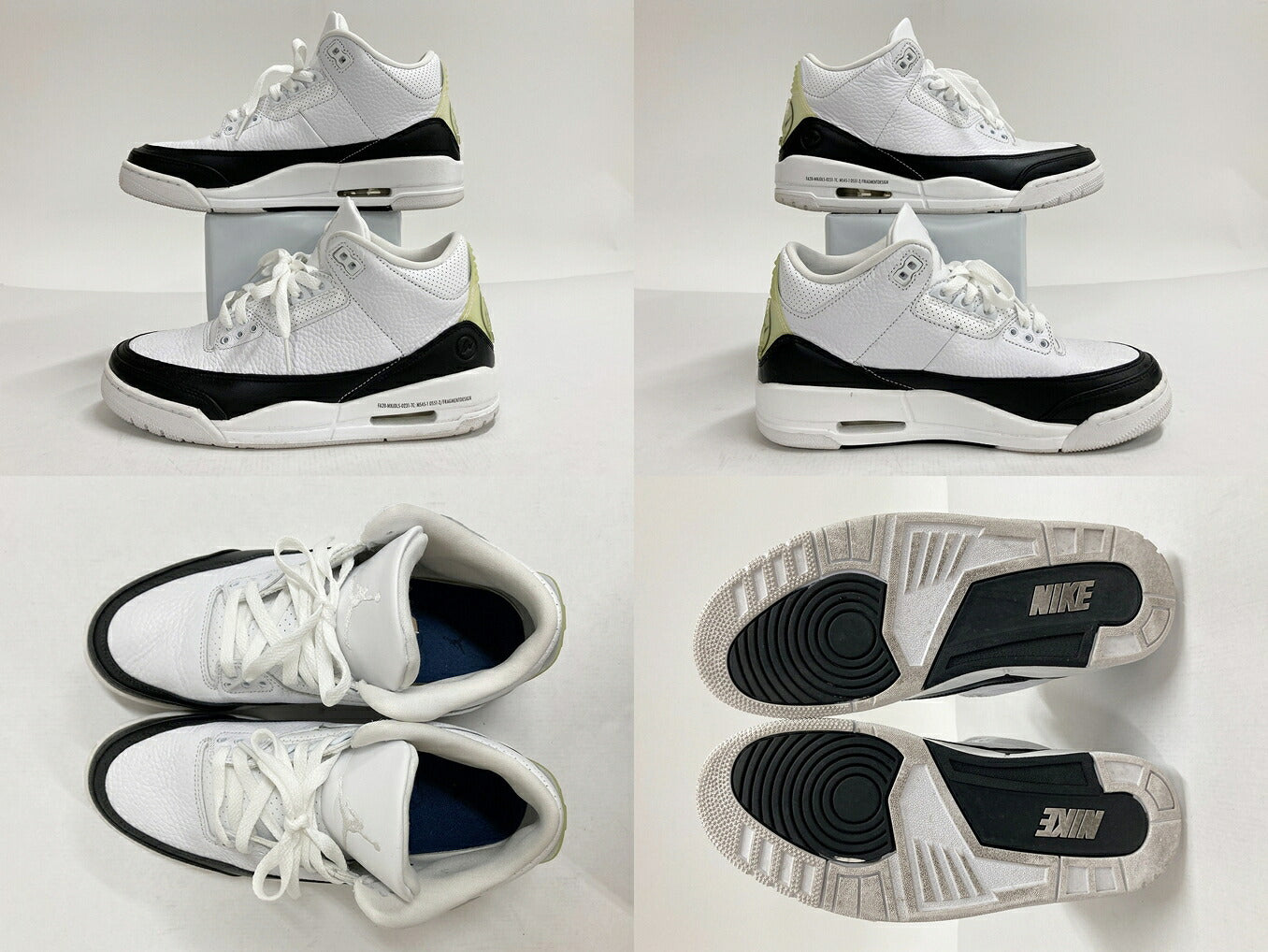 NIKE x Fragment Air Jordan 3 White/Black Sneakers Size 26cm