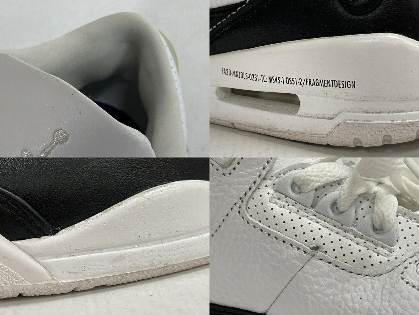 NIKE x Fragment Air Jordan 3 White/Black Sneakers Size 26cm