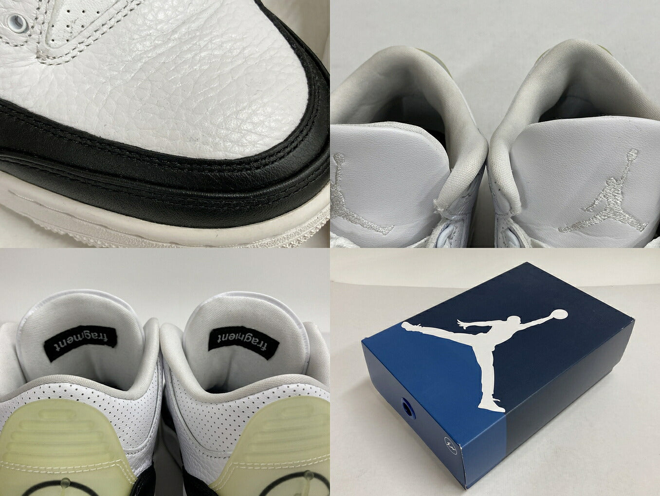 NIKE x Fragment Air Jordan 3 White/Black Sneakers Size 26cm