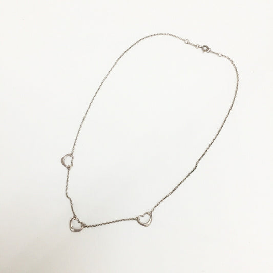 Tiffany & Co. Three Open Heart Silver Necklace Size ONE SIZE