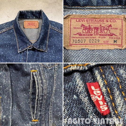 LEVI'S 80s 70507-0229 Galactic Wash Denim Jacket Blue Size M