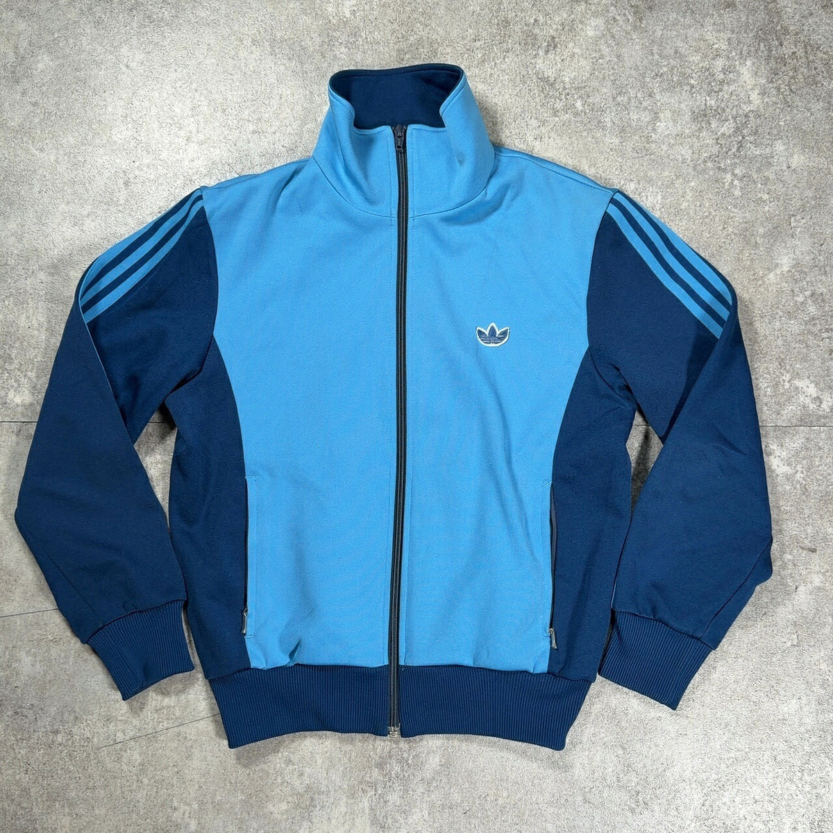 adidas ~80s Descente Track Jacket Blue Trefoil Logo Size S