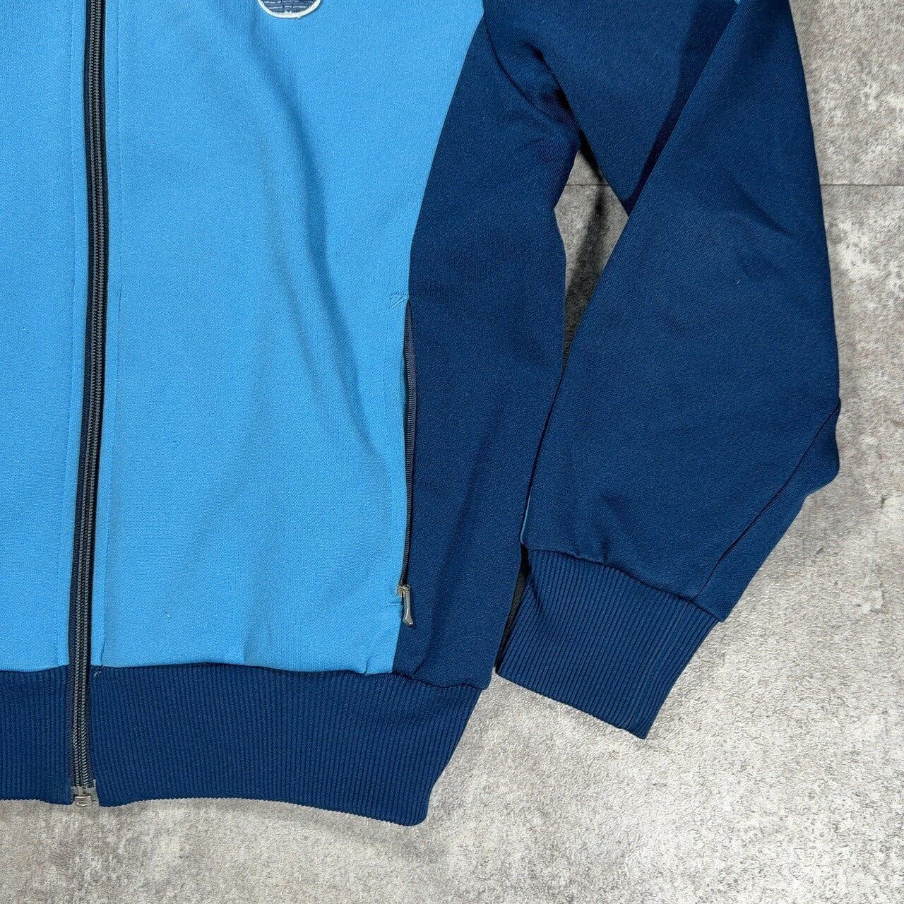adidas ~80s Descente Track Jacket Blue Trefoil Logo Size S