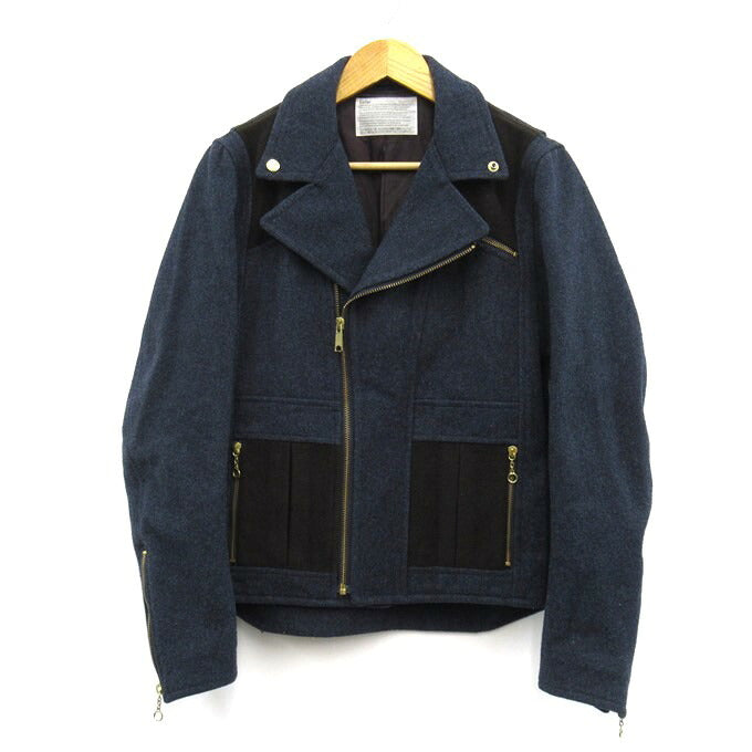 WCM-G Nep Tweed Melton Riders Jacket Navy Size 1