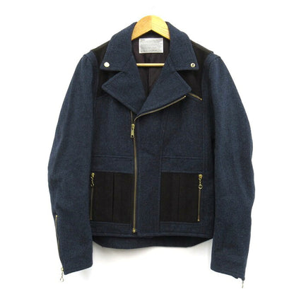 WCM-G Nep Tweed Melton Riders Jacket Navy Size 1