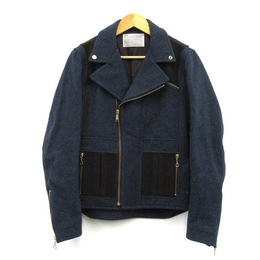 WCM-G Nep Tweed Melton Riders Jacket Navy Size 1