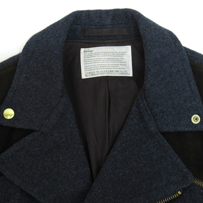 WCM-G Nep Tweed Melton Riders Jacket Navy Size 1