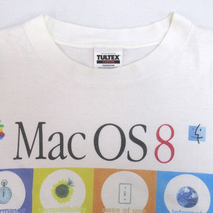 Tultex 90s Apple Mac OS 8 Graphic T-Shirt White Size L