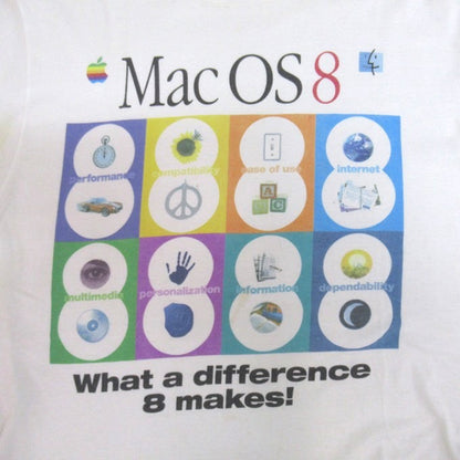 Tultex 90s Apple Mac OS 8 Graphic T-Shirt White Size L