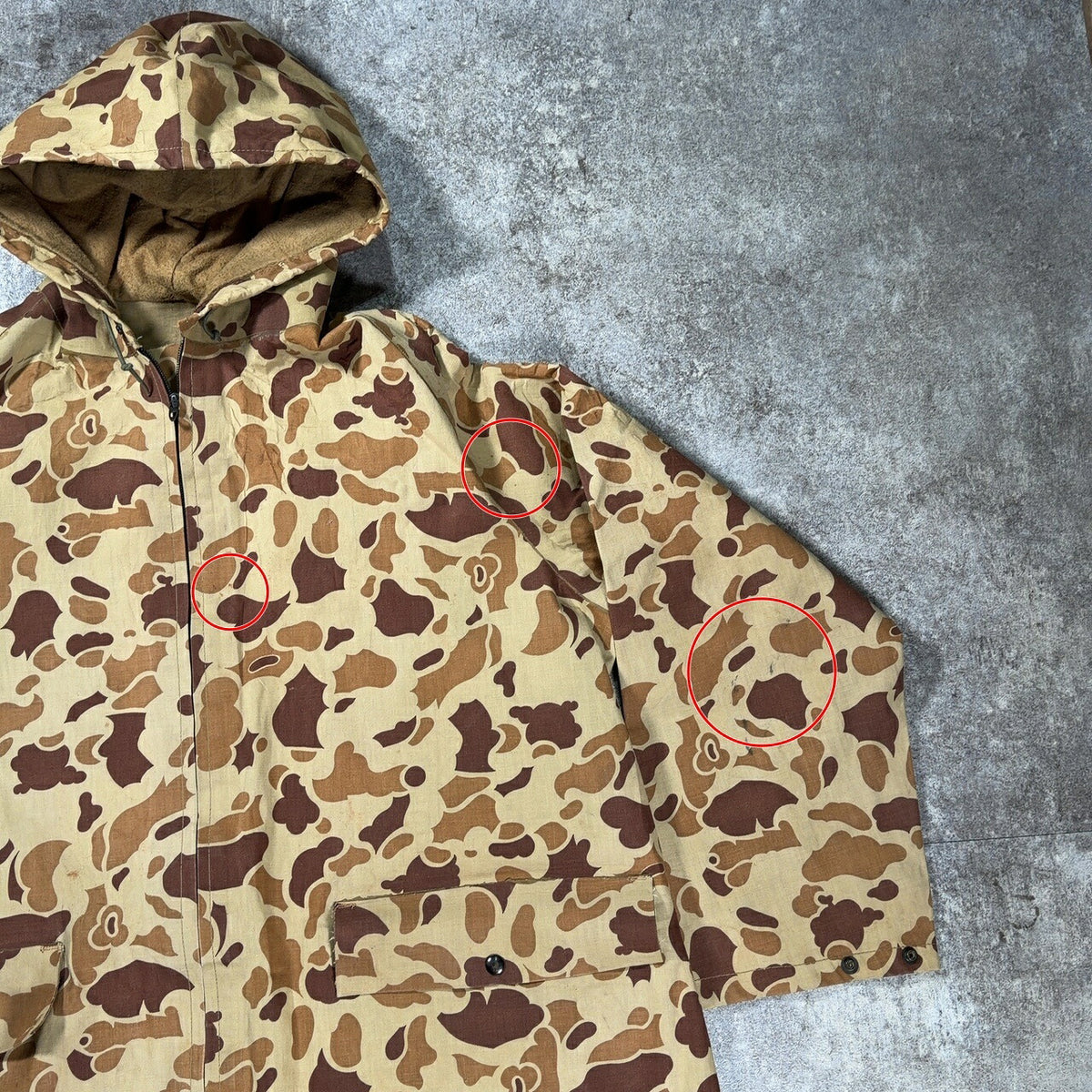 VINTAGE 60s 70s Duck Hunter Camo TALON Hooded Coat Size M