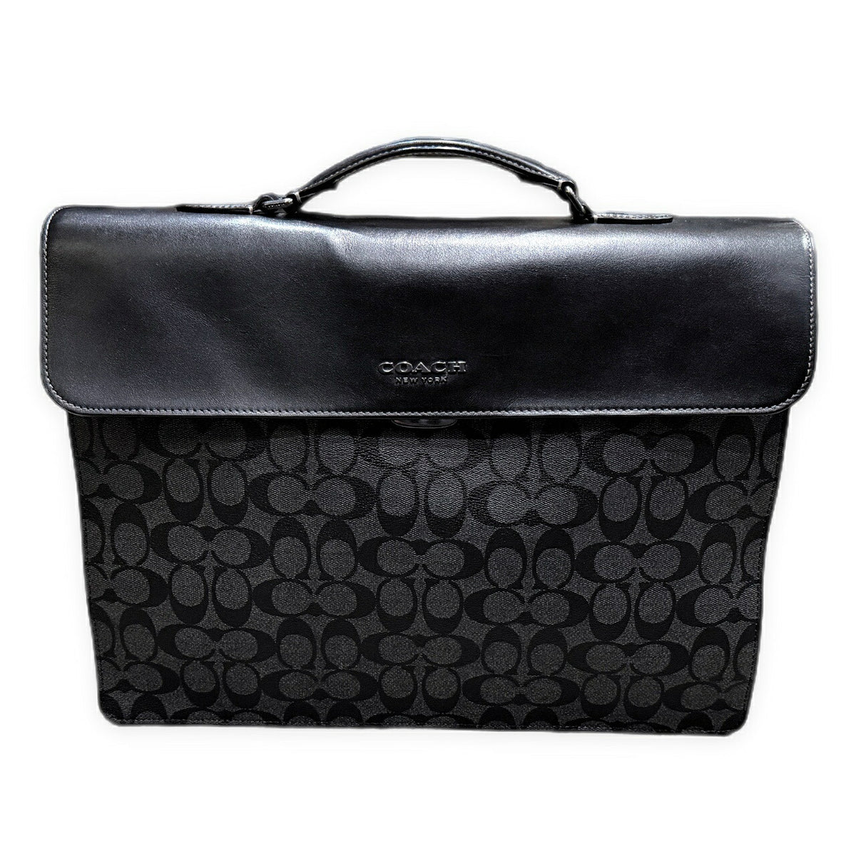 COACH C9827 Signature Graham 2-Way Briefcase Grey/Black