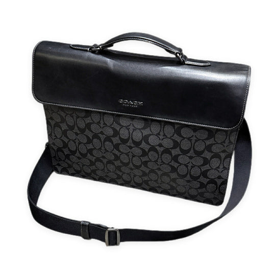 COACH C9827 Signature Graham 2-Way Briefcase Grey/Black