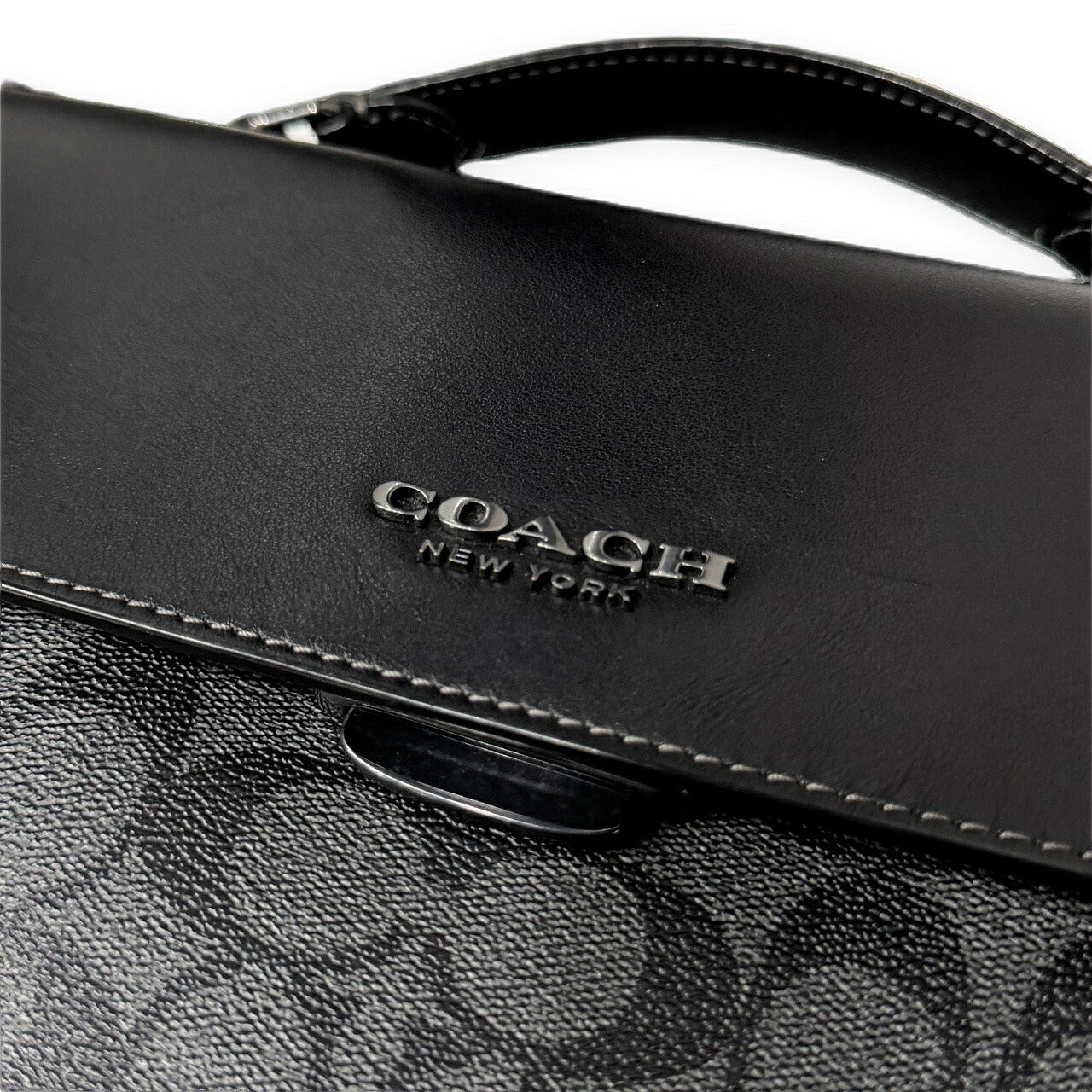 COACH C9827 Signature Graham 2-Way Briefcase Grey/Black