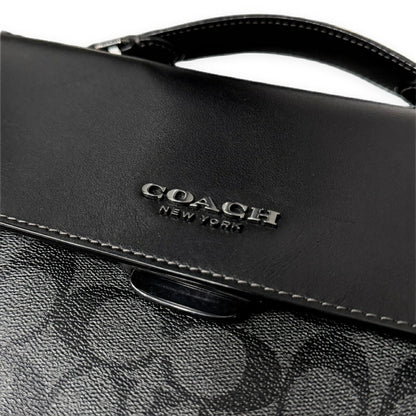 COACH C9827 Signature Graham 2-Way Briefcase Grey/Black