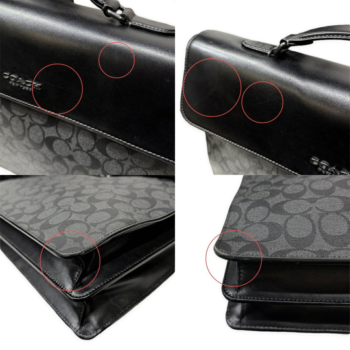 COACH C9827 Signature Graham 2-Way Briefcase Grey/Black