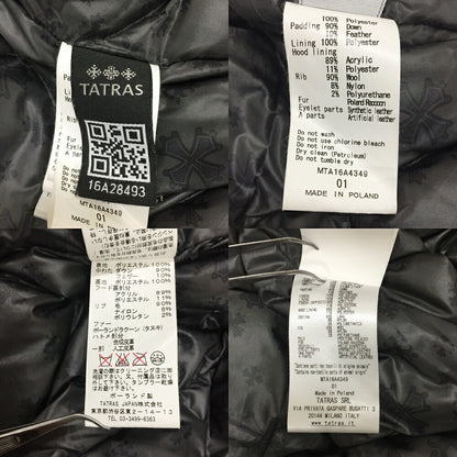 TATRAS PERUGIA Black Raccoon Fur Down Jacket Size 01