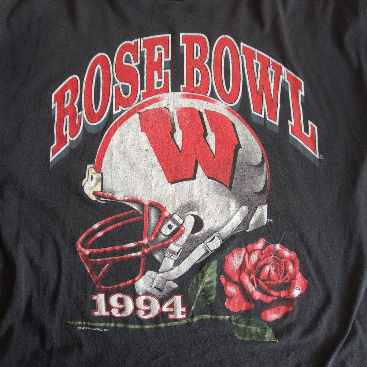 ROSE BOWL 90S Football Print T-shirt Black Size XL