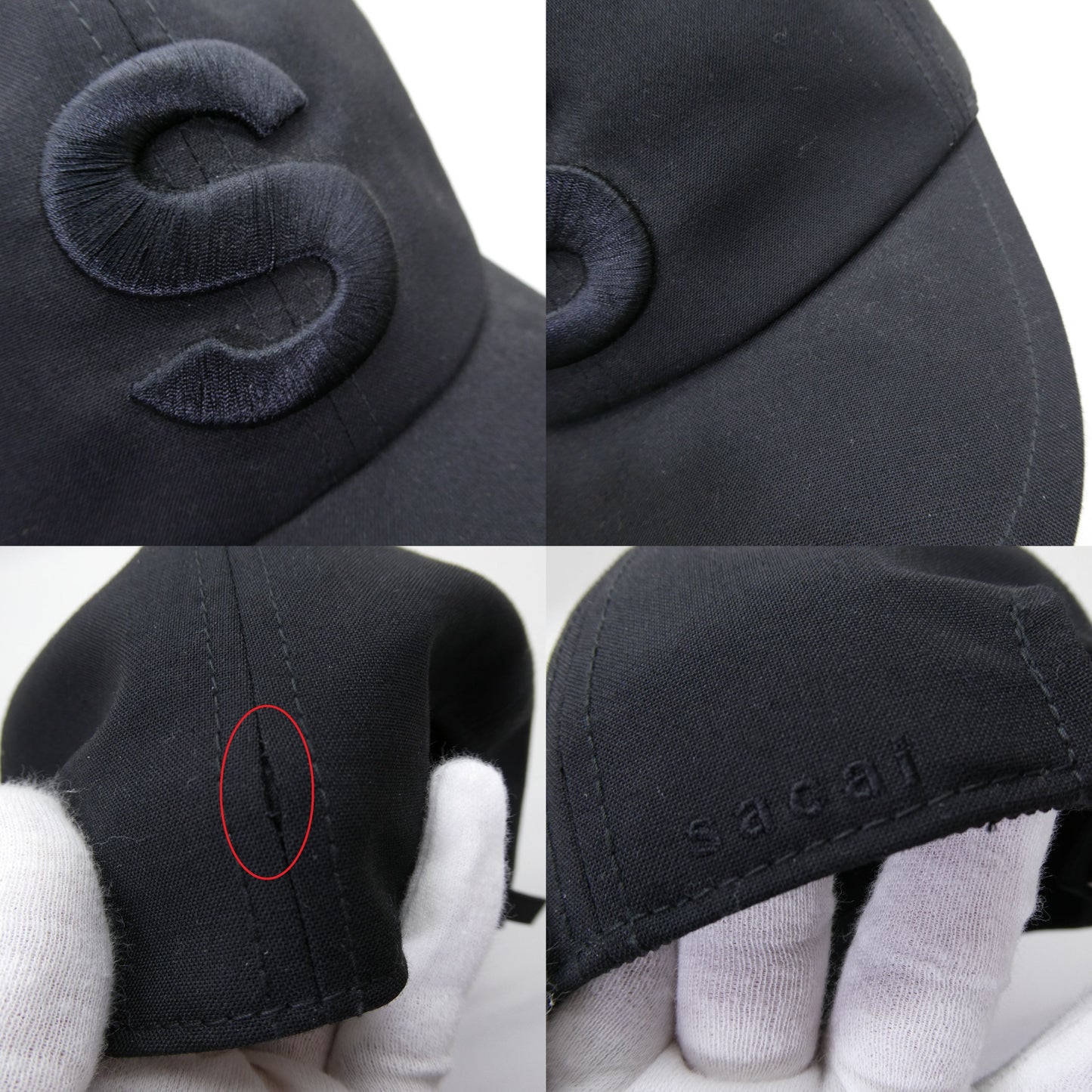 Sacai S Logo Embroidered Baseball Cap Black Size ONE SIZE
