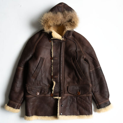 Avirex 25 B-7 Shearling Alaskan Coat Jacket Brown Size M
