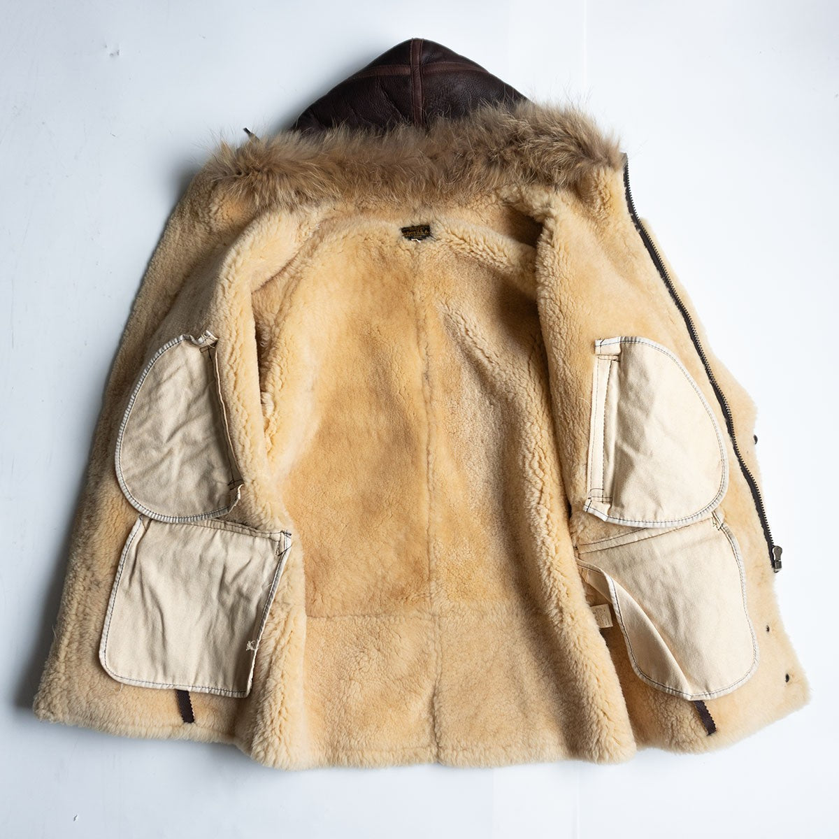 Avirex 25 B-7 Shearling Alaskan Coat Jacket Brown Size M
