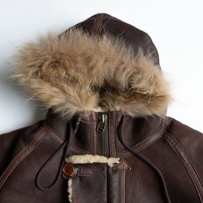 Avirex 25 B-7 Shearling Alaskan Coat Jacket Brown Size M