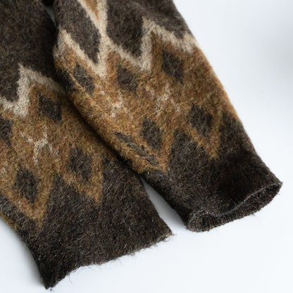 BRENT 60s Argyle Wool-Mohair Knit Sweater Brown Size M