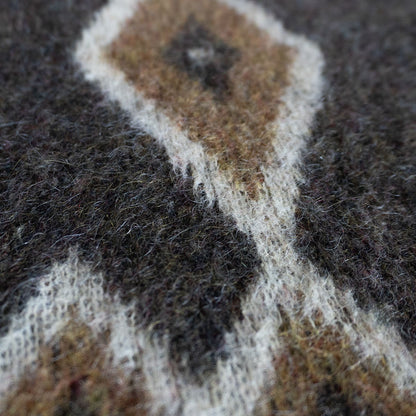 BRENT 60s Argyle Wool-Mohair Knit Sweater Brown Size M