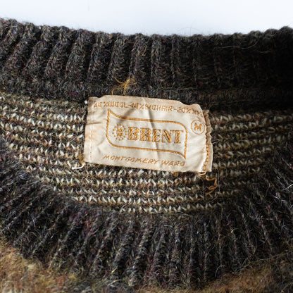 BRENT 60s Argyle Wool-Mohair Knit Sweater Brown Size M