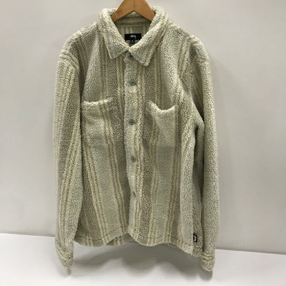 STUSSY Stripe Sherpa Shirt Jacket Beige Size M