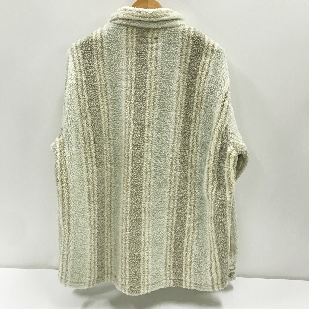 STUSSY Stripe Sherpa Shirt Jacket Beige Size M