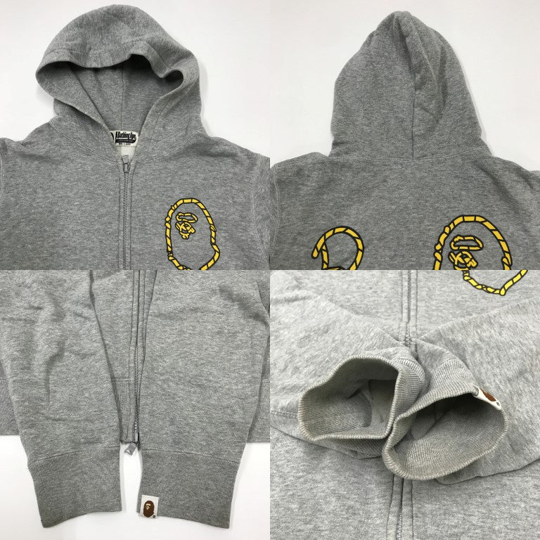A BATHING APE Low Logo Zip-Up Hoodie Gray Size S
