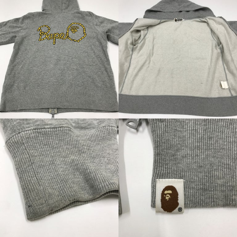 A BATHING APE Low Logo Zip-Up Hoodie Gray Size S