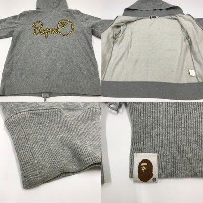 A BATHING APE Low Logo Zip-Up Hoodie Gray Size S