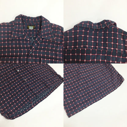 STYLE EYES Long Sleeve Open Collar Shirt Navy Red Size L