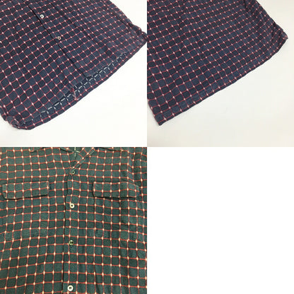 STYLE EYES Long Sleeve Open Collar Shirt Navy Red Size L
