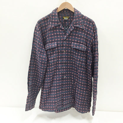 STYLE EYES Long Sleeve Open Collar Shirt Navy Red Size L