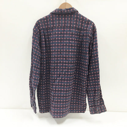 STYLE EYES Long Sleeve Open Collar Shirt Navy Red Size L