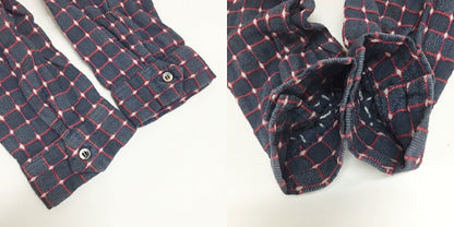 STYLE EYES Long Sleeve Open Collar Shirt Navy Red Size L