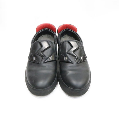 FENDI Bag Bugs Leather Slip-On Sneakers Black Size 25.0cm
