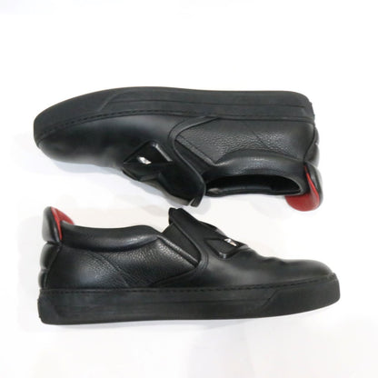 FENDI Bag Bugs Leather Slip-On Sneakers Black Size 25.0cm