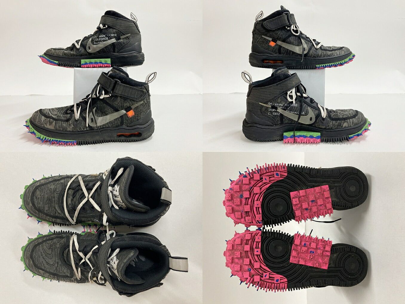 NIKE x OFF-WHITE Air Force 1 Mid Black Sneakers Size 26.5cm