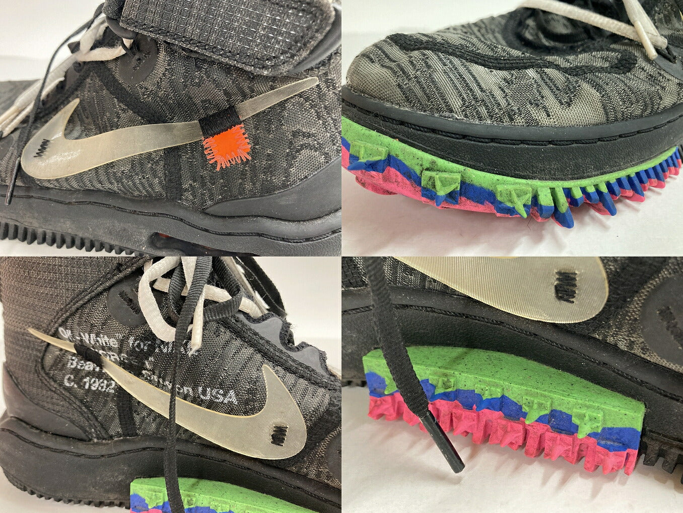 NIKE x OFF-WHITE Air Force 1 Mid Black Sneakers Size 26.5cm