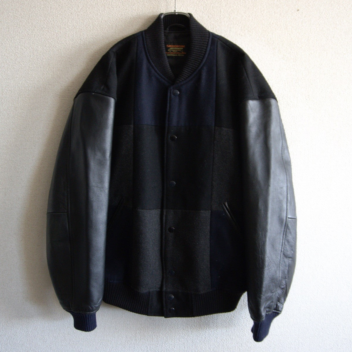 SKOOKUM x monkey time Melton Leather Varsity Jacket Size S
