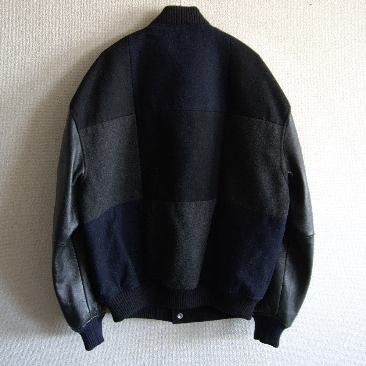 SKOOKUM x monkey time Melton Leather Varsity Jacket Size S
